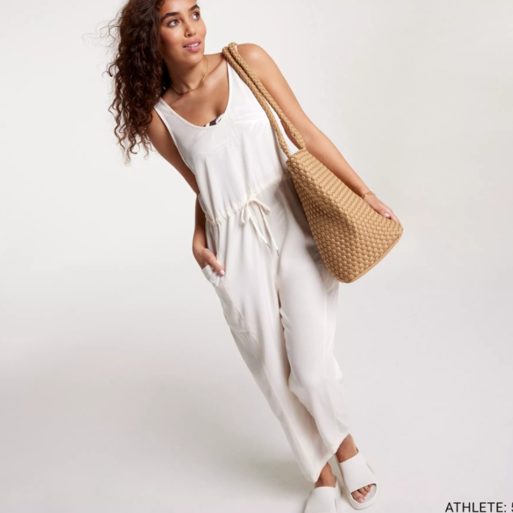 CALIA by Carrie Underwood Cream Jumpsuit Sleeveless Relaxed Fit - Picture 3 of 7